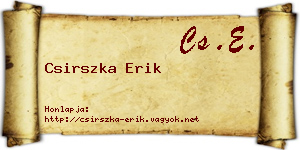 Csirszka Erik névjegykártya